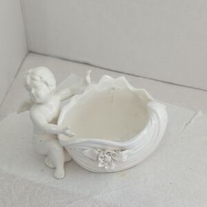 Elegant White Ceramic Angel Bowl